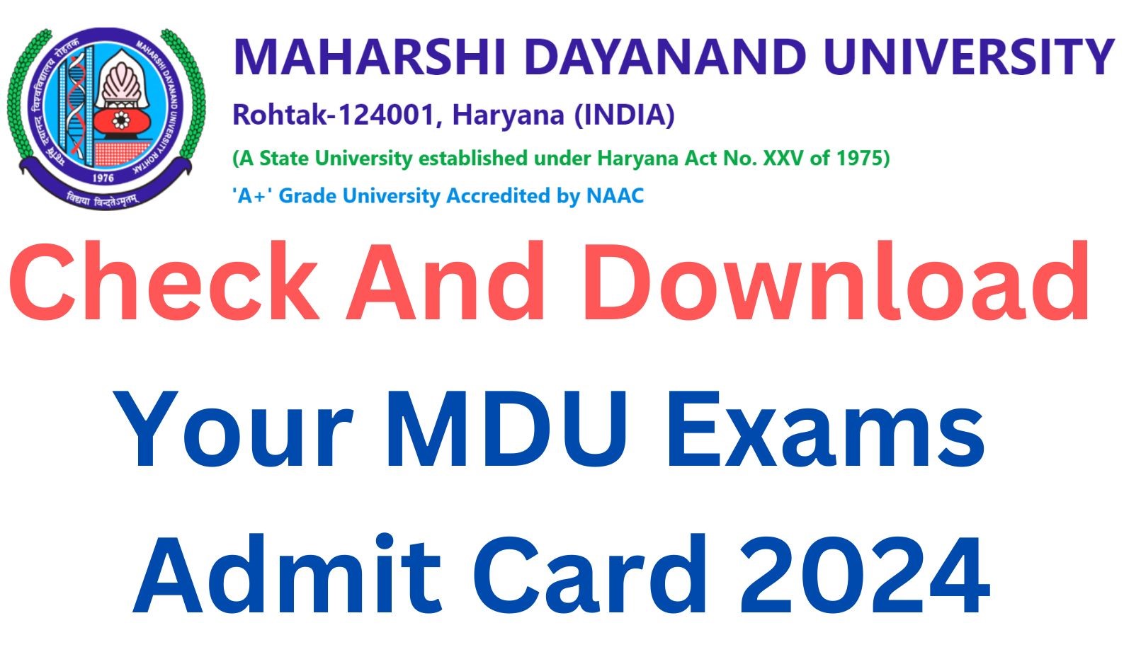 Check And Download Your MDU Exams Admit Card 2024