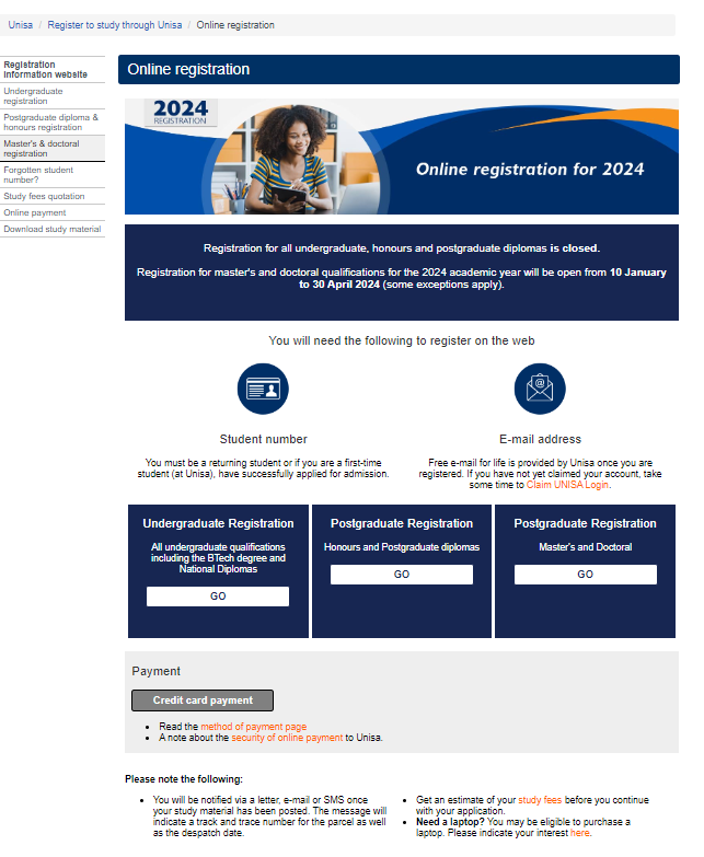 Check 2024 Unisa Registration Dates Extended @registration.unisa.ac.za